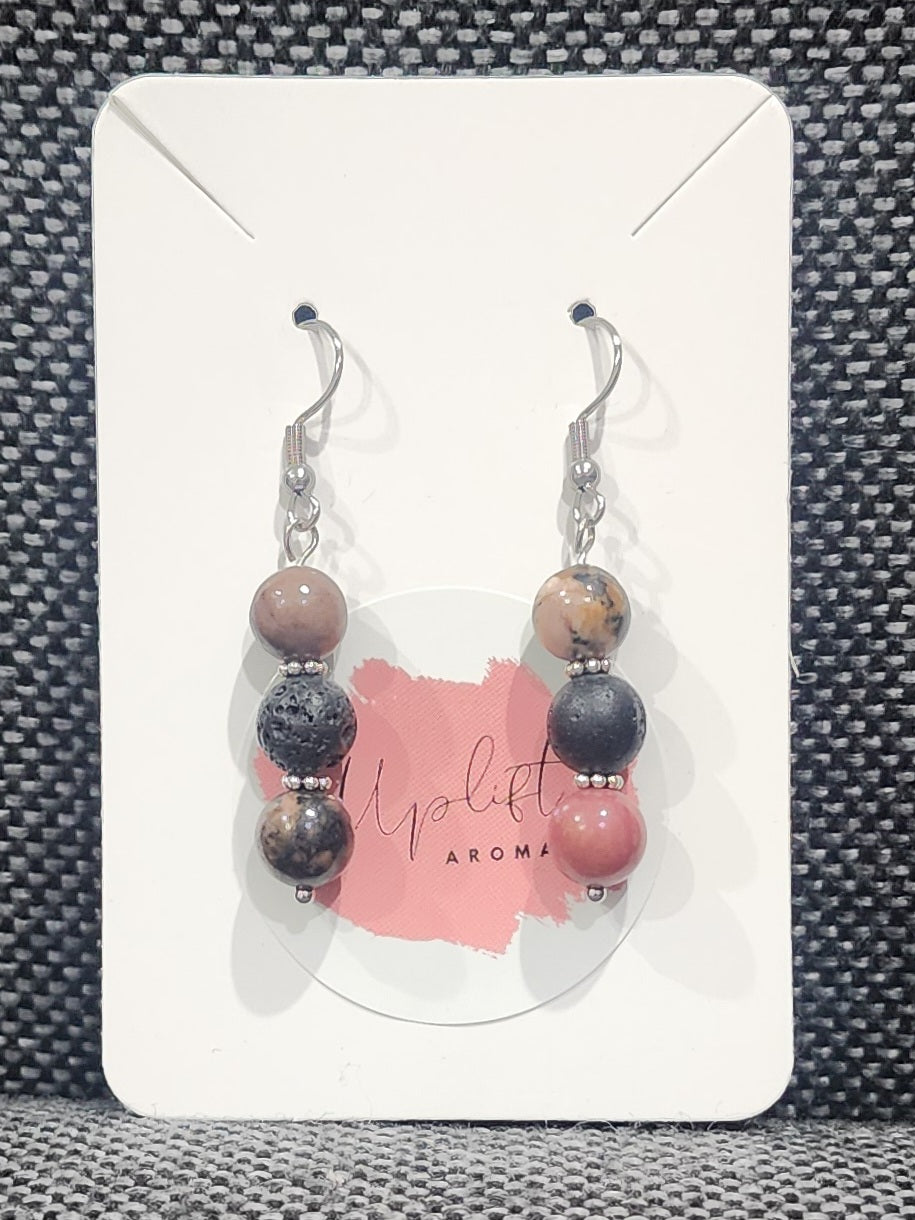 Rhodonite Dangle Earrings (Silver)