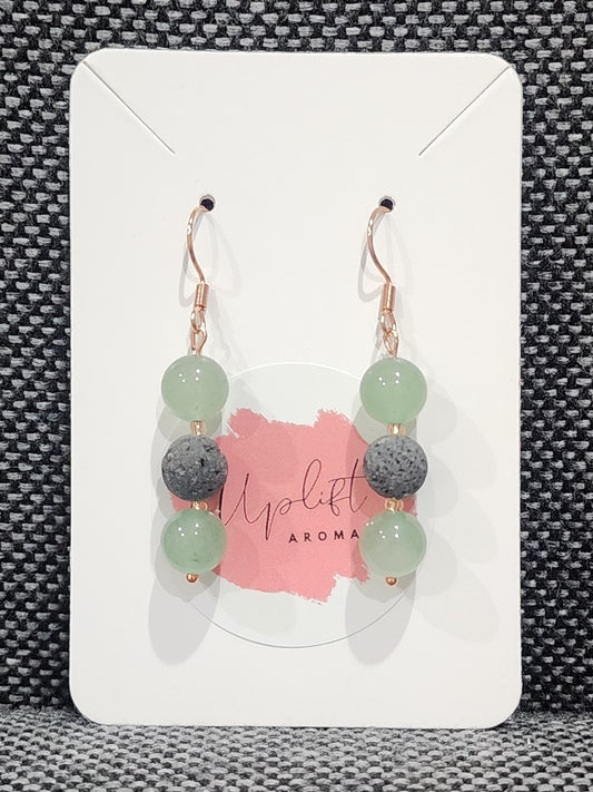 Green Aventurine Dangle Earrings (Rose Gold)