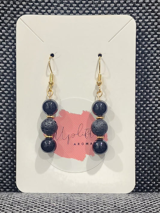 Black Onyx Dangle Earrings (Gold)