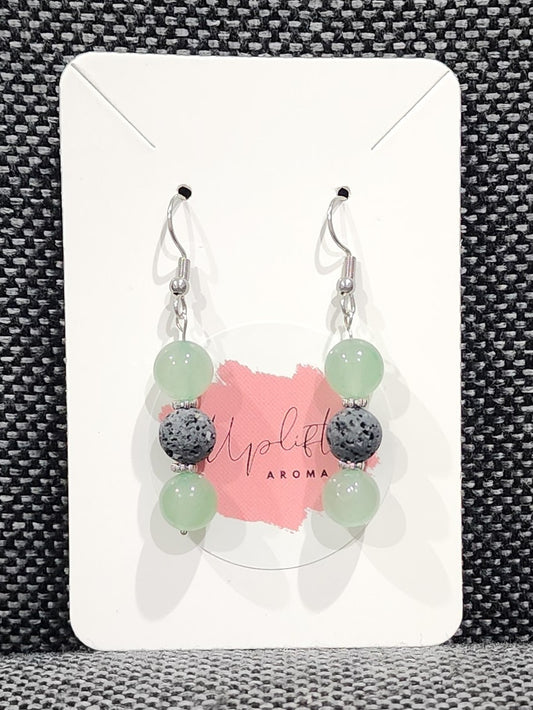 Green Aventurine Dangle Earrings (Silver)