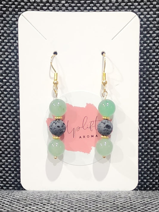 Green Aventurine Dangle Earrings (Gold)